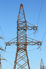 Image showing high voltage post against the blue sky