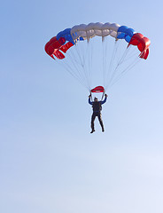 Image showing Parachutist Jumper in the helmet after the jump