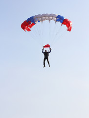Image showing Parachutist Jumper in the helmet after the jump