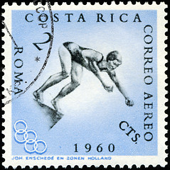 Image showing ROMANIA - CIRCA 1960: A stamp printed in the Romania shows Swimm