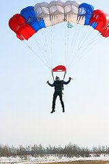 Image showing Parachutist Jumper in the helmet after the jump