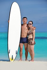Image showing happy young  couple enjoying summer on beach