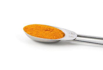 Image showing Turmeric measured in a metal teaspoon