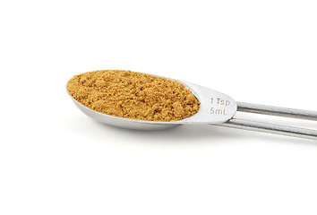 Image showing Ground cumin measured in a metal teaspoon