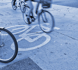 Image showing Rush hour cyclists