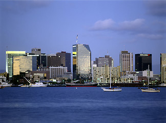 Image showing Downtown with harbor
