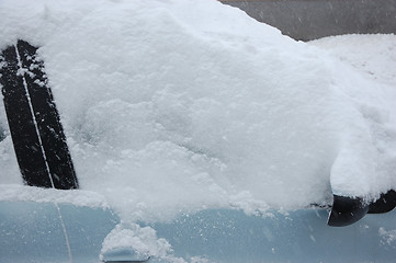 Image showing Cars on street in snow storm