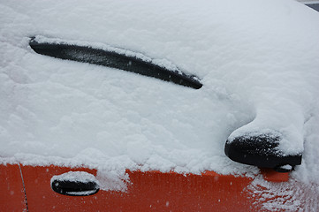 Image showing Cars on street in snow storm