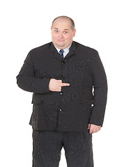 Image showing Obese businessman making gesturing