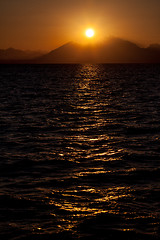 Image showing Sunset over a Mountains