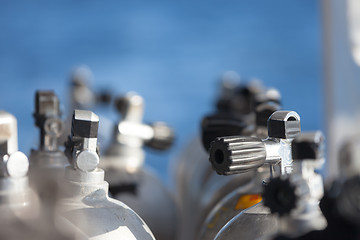 Image showing Macro shot of valves on scuba equipment