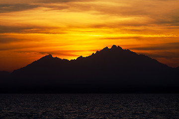 Image showing Sunset over a Mountains