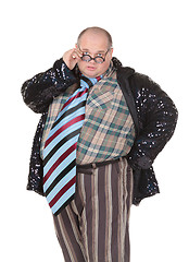 Image showing Obese man with an outrageous fashion sense