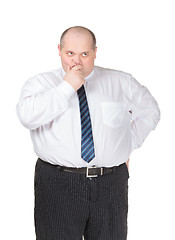 Image showing Obese businessman making gesturing