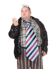 Image showing Obese man with an outrageous fashion sense