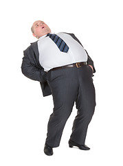 Image showing Overweight man with back pain