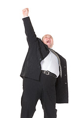 Image showing Very overweight cheerful businessman, on white background