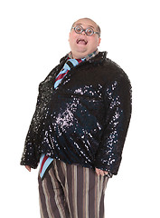 Image showing Obese man with an outrageous fashion sense