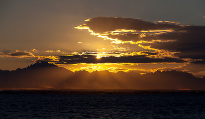 Image showing Sunset over a Mountains