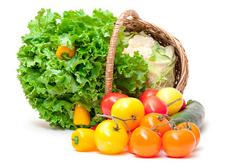 Image showing Mixed Fresh Vegetables in Basket