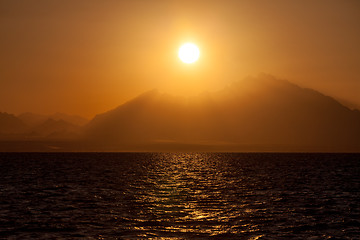 Image showing Sunset over a Mountains