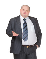 Image showing Obese businessman making a point