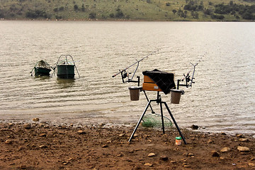 Image showing Fishermans Gear at Dam