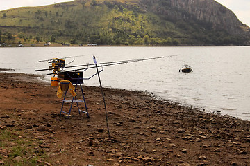 Image showing Fishermans Gear at Dam