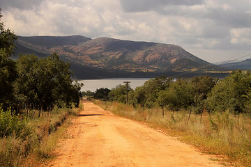 Image showing Gravel Road Leading to Dam