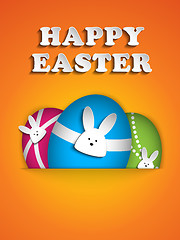 Image showing Happy Easter Rabbit Bunny on Orange Background