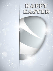 Image showing Happy Easter Silver Egg Shiny Metal