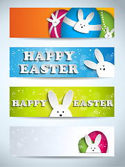 Image showing Happy Easter Rabbit Bunny Set of Banners