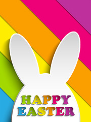 Image showing Happy Easter Rabbit Bunny on Rainbow Background