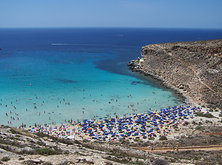 Image showing beach on the island of rabbits. Lampedusa- Sicily