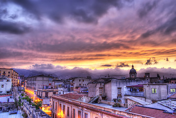 Image showing Palermo view at sunset in hdr.Sicily