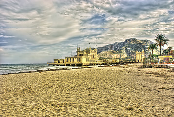 Image showing Charleston of Mondello on the beach in hdr. Palermo
