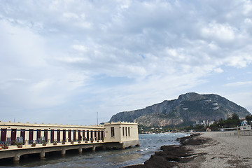 Image showing Detail of Charleston of Mondello on the beach. Palermo