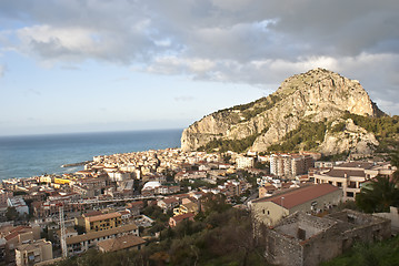 Image showing View of the Cefalù with sea and mountain. Sicily