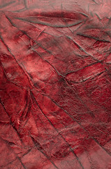 Image showing Red leather texture closeup