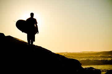 Image showing Surfer watching the waves