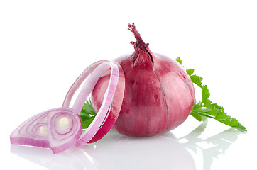 Image showing Red sliced onion