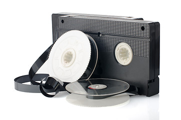 Image showing Two videotapes and reel