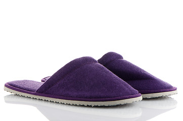 Image showing A pair of purple slippers