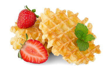 Image showing Waffles and strawberry