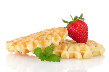 Image showing Waffles and strawberry