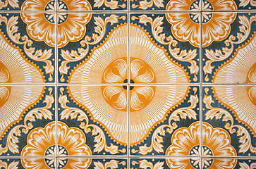 Image showing Traditional Portuguese glazed tiles