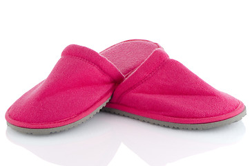 Image showing A pair of pink slippers