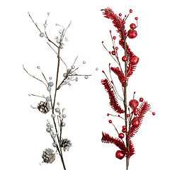 Image showing Red and silver Christmas decoration