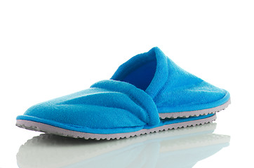 Image showing A pair of blue slippers