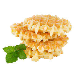 Image showing Pile of sweet waffles